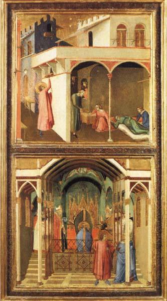 Ambrogio Lorenzetti St.Nicholas Offers Three Girls Their Dowry and St.Nicholas Is Elected Bishop of Mira Spain oil painting art